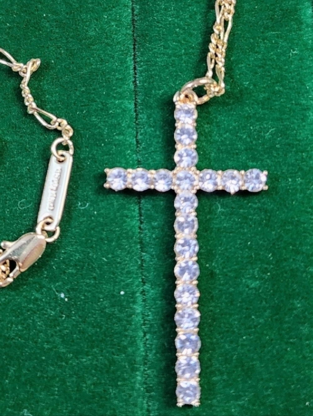 ANA LUISA Gold Tone CZ Cross Pendant Necklace Minimalist Dainty Chain Modern